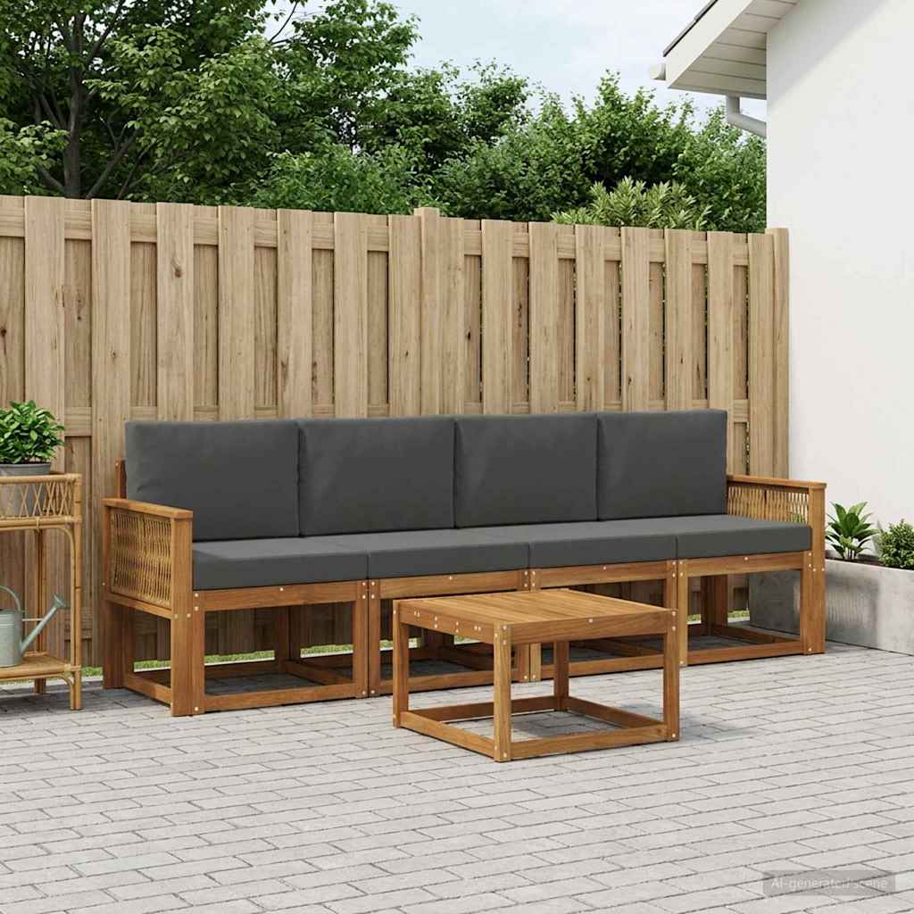 Set vanjskih sofa 5 pcs Prirodna i antracit Poliester