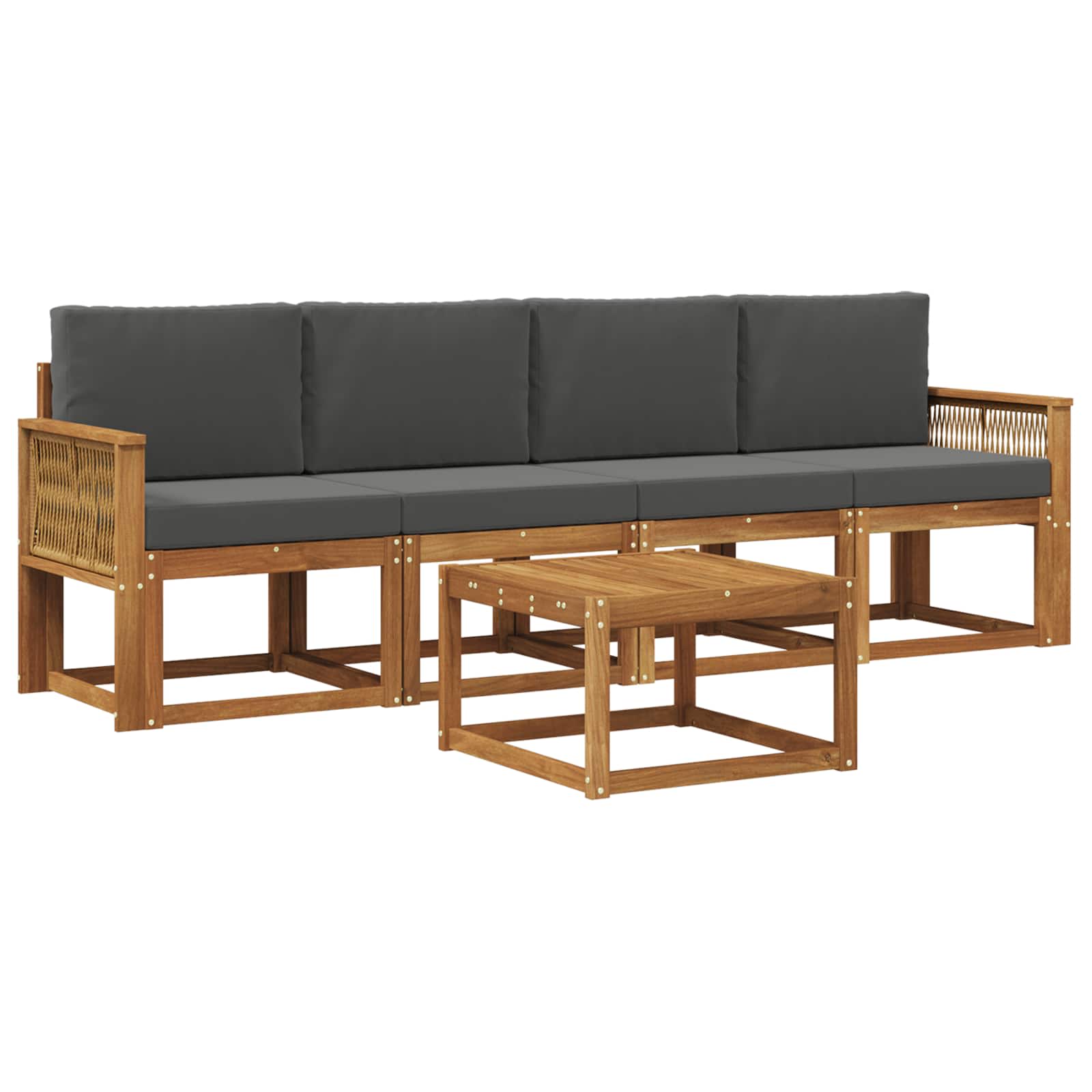Set vanjskih sofa 5 pcs Prirodna i antracit Poliester
