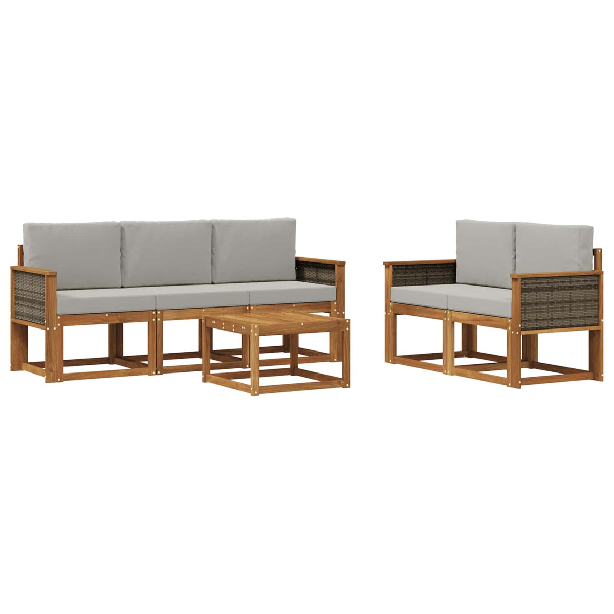 Set vanjskih sofa 6 kom. Prirodna i svjetlosiva
