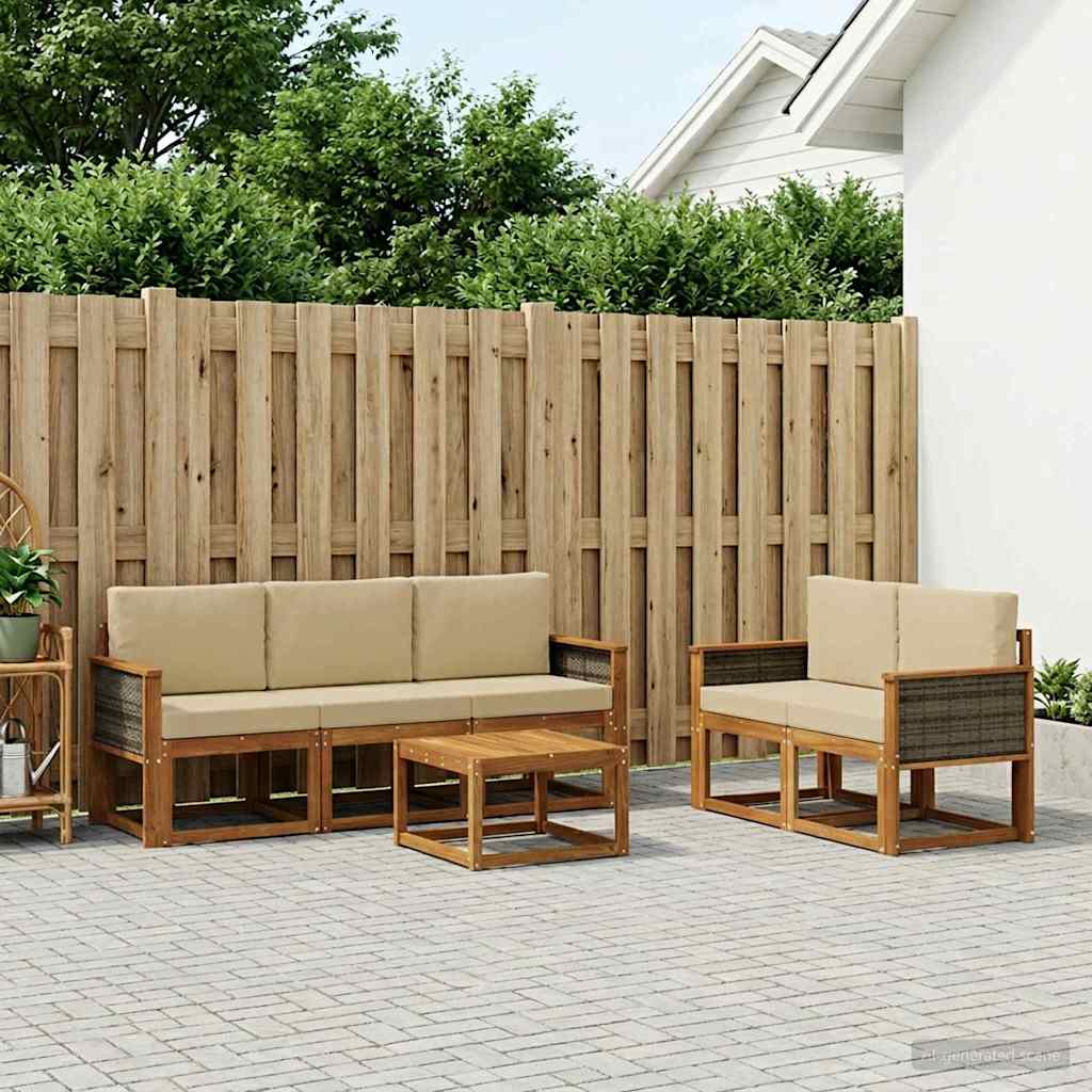 Set vanjskih sofa 6 kom. Prirodna