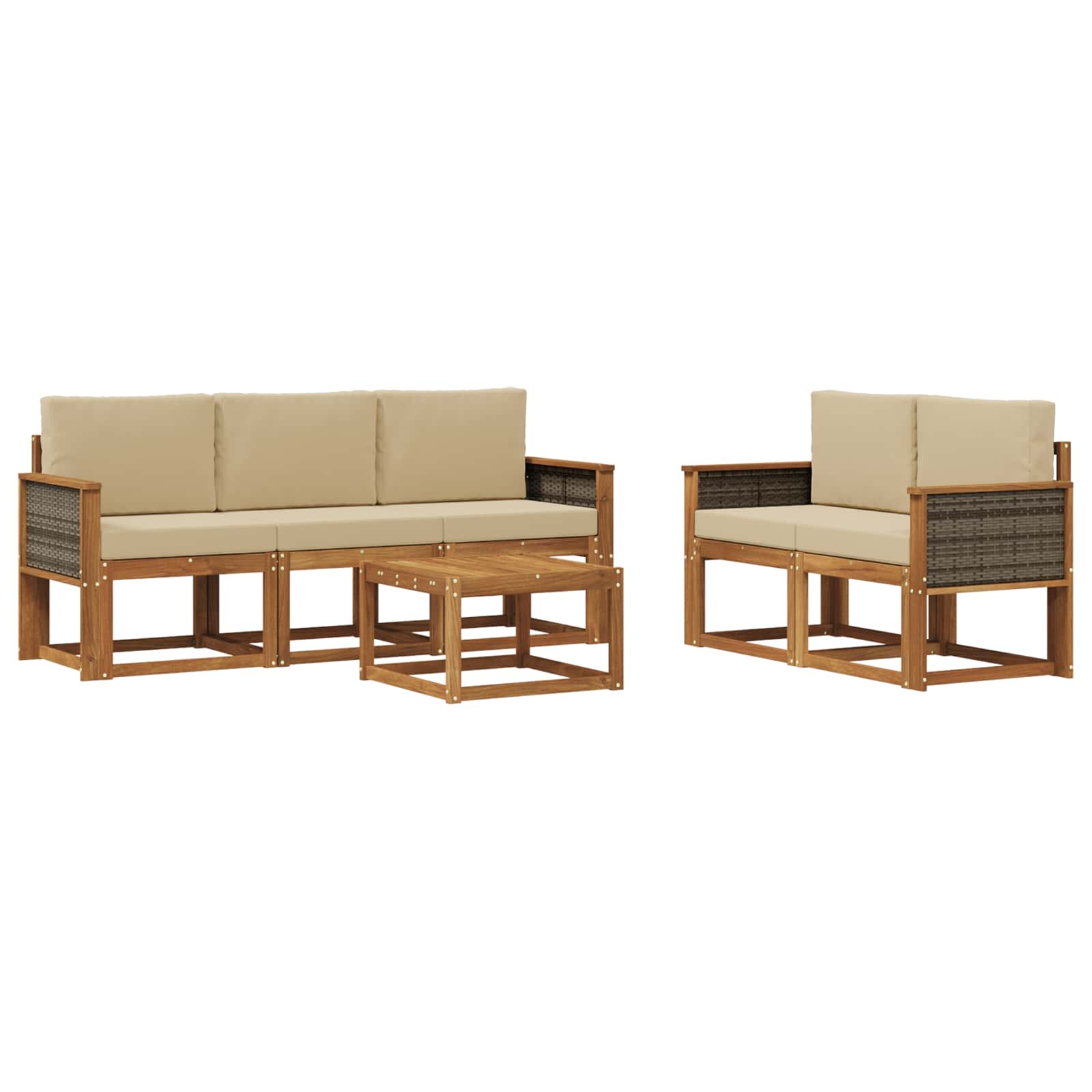 Set vanjskih sofa s jastukom 6 pcs Prirodna