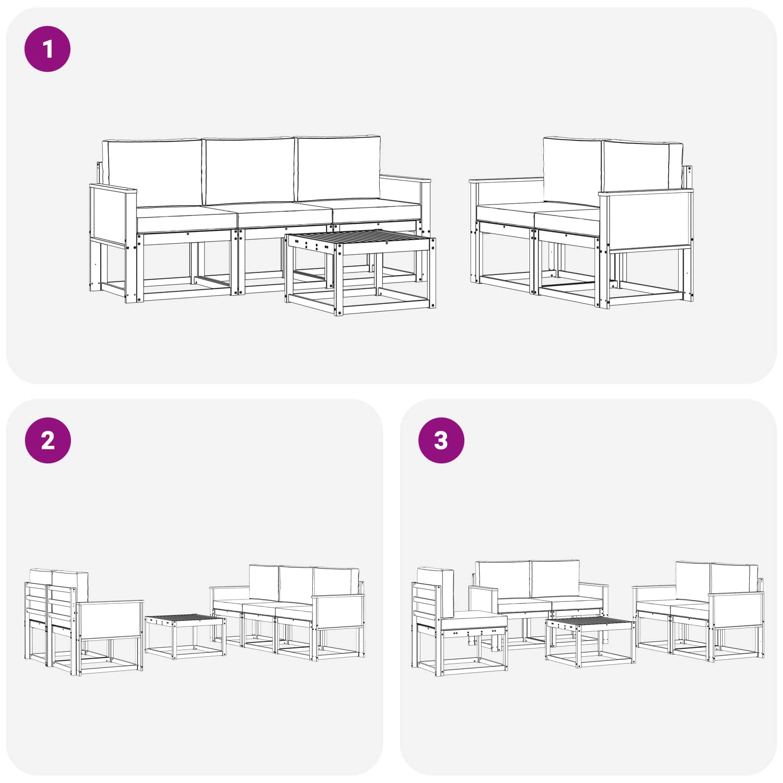 Set vanjskih sofa s jastukom 6 pcs Prirodna