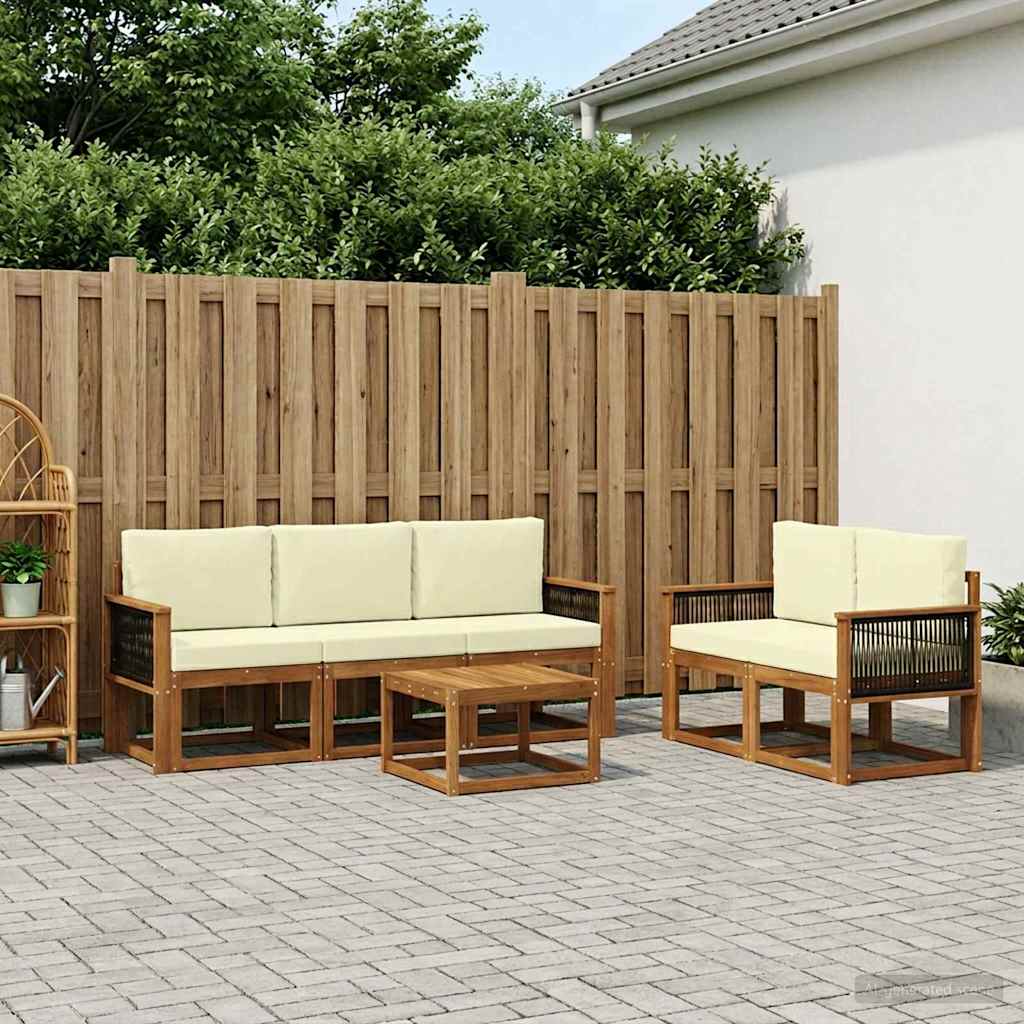 Set vanjskih sofa 6 kom. Prirodna i krem