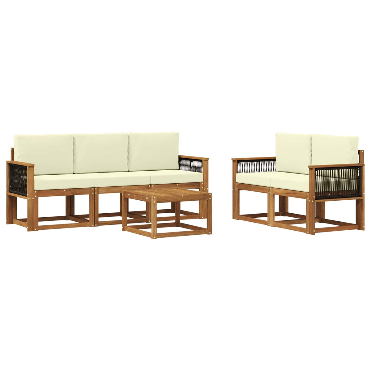 Set vanjskih sofa 6 kom. Prirodna i krem