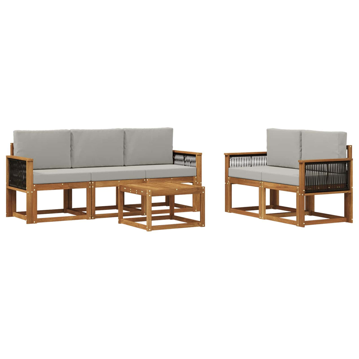 Set vanjskih sofa 6 kom. Prirodna i svjetlosiva