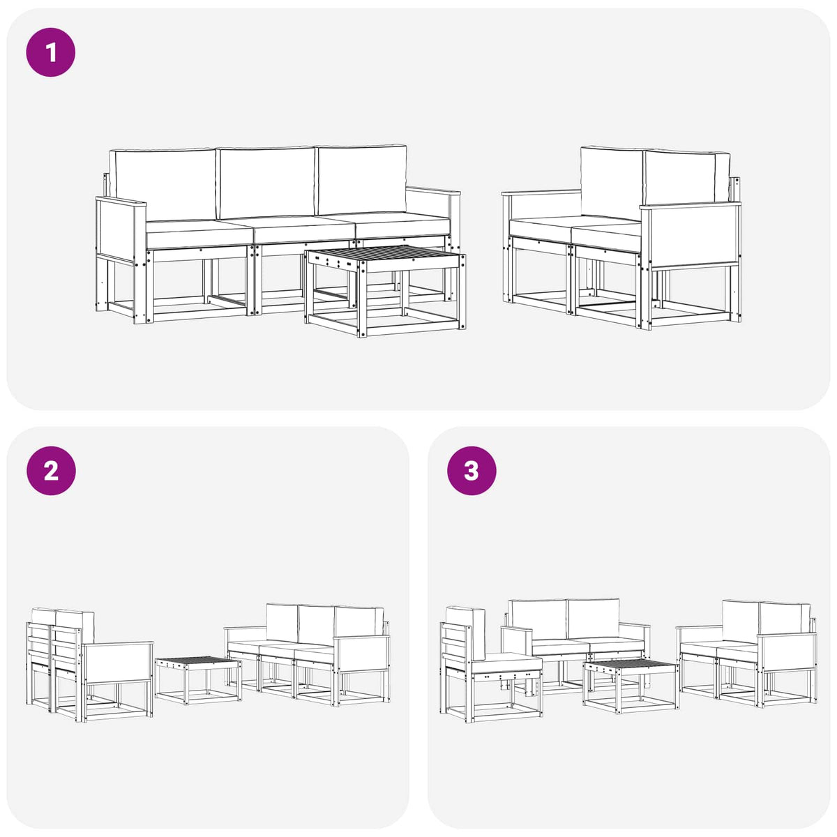 Set vanjskih sofa 6 kom. Prirodna i svjetlosiva