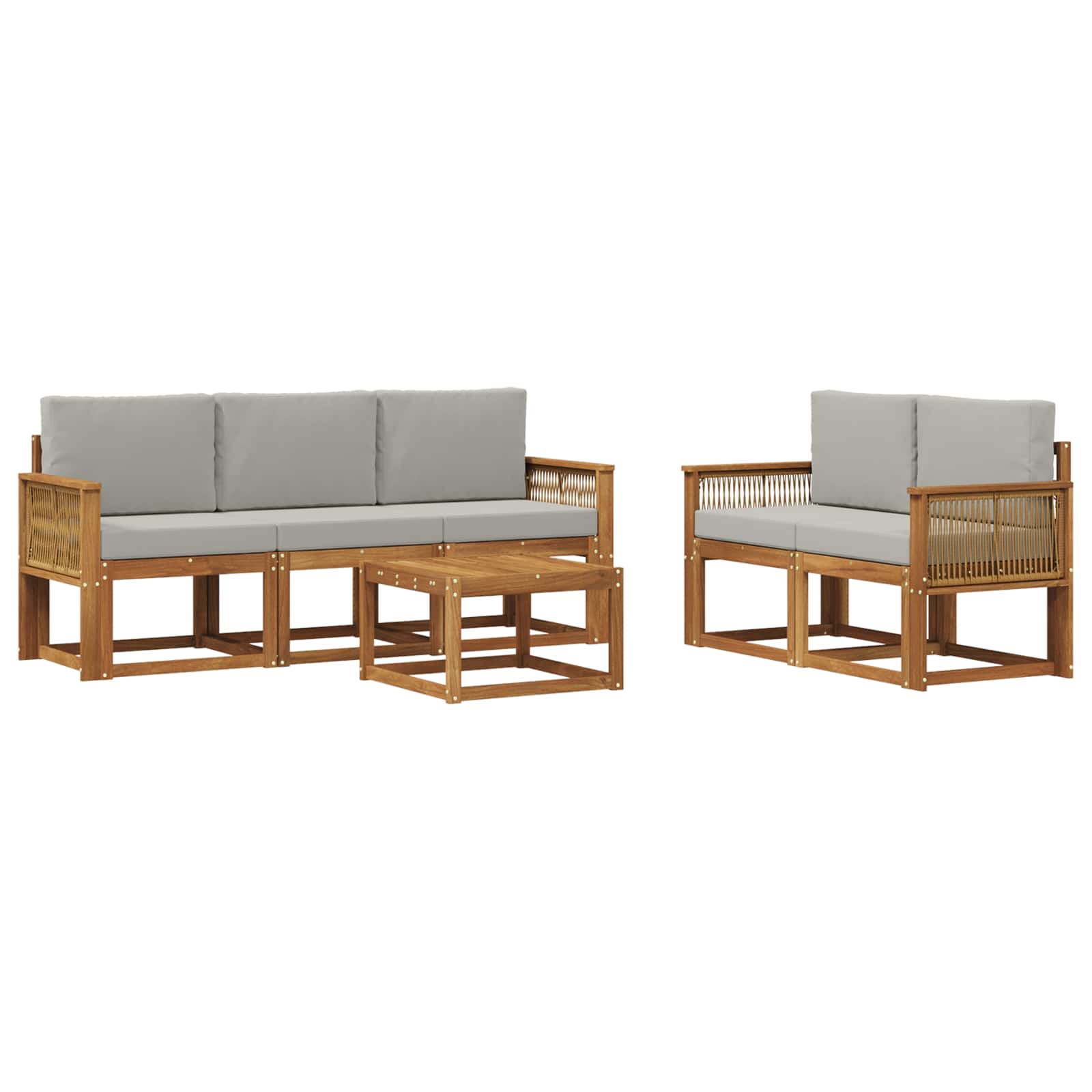 Set vanjskih sofa 6 pcs Prirodna i svjetlosiva Poliester