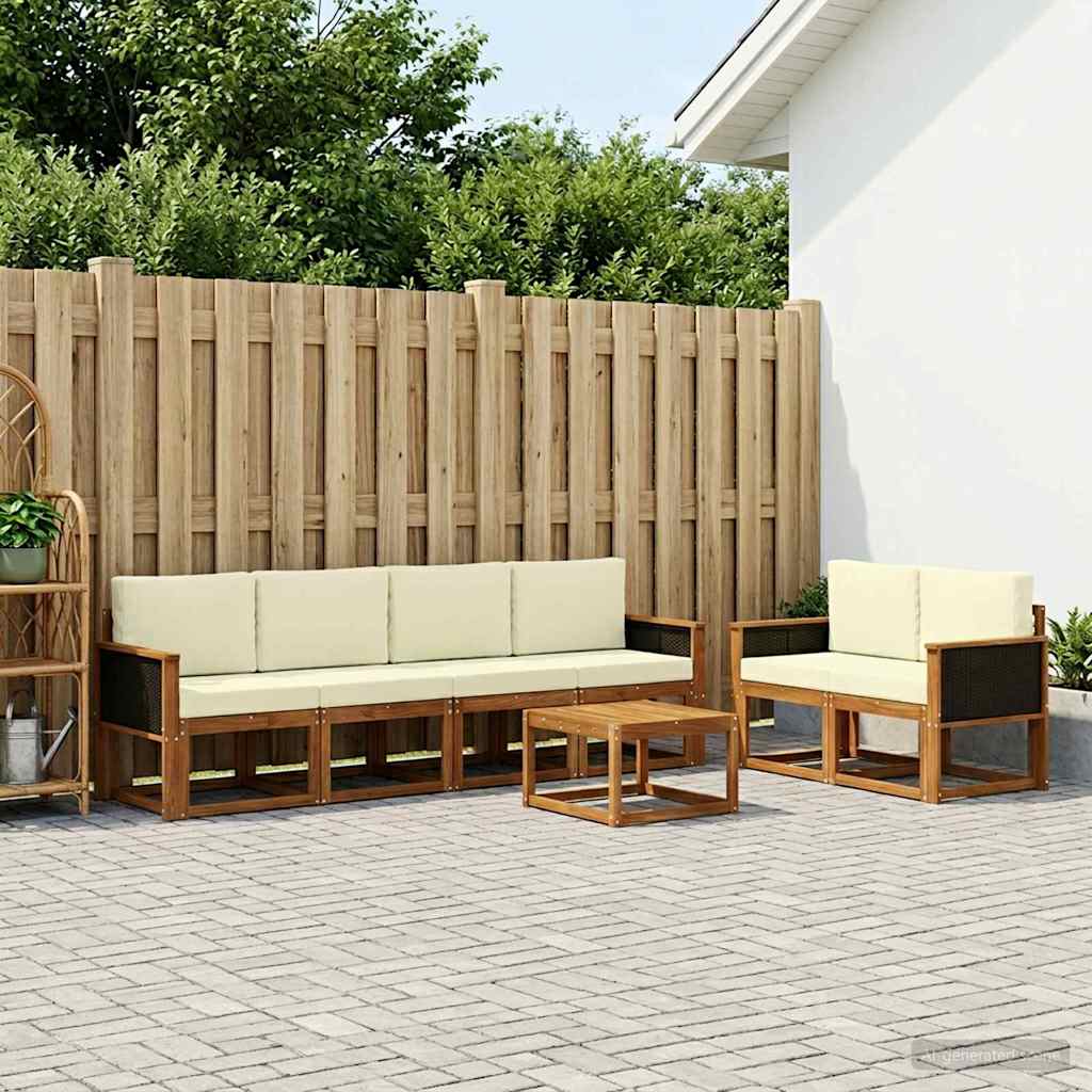 Set vanjskih sofa 6 kom. Prirodna i krem