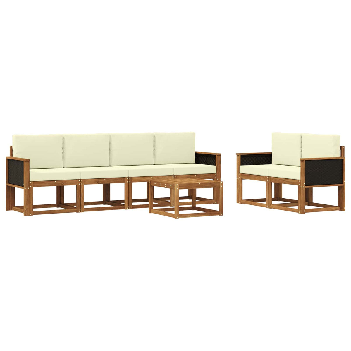 Set vanjskih sofa 6 kom. Prirodna i krem