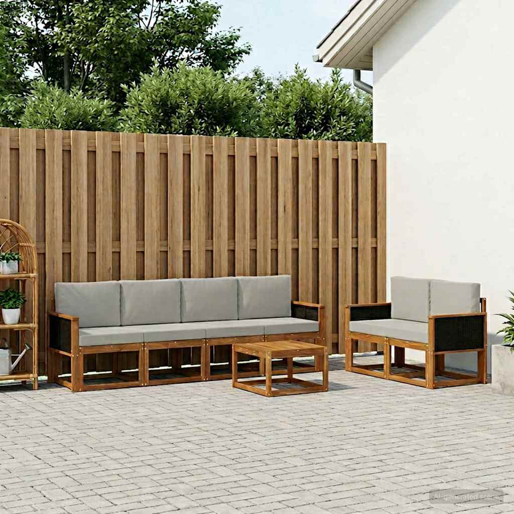 Set vanjskih sofa 6 kom. Prirodna i svjetlosiva