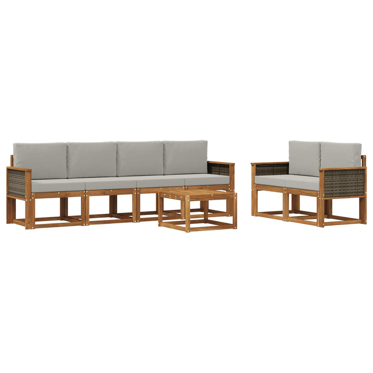 Set vanjskih sofa 6 kom. Prirodna i svjetlosiva