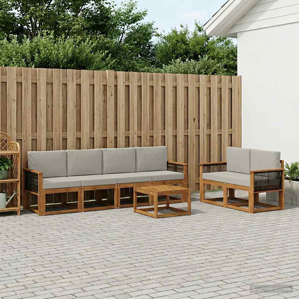 Set vanjskih sofa 6 kom. Prirodna i svjetlosiva