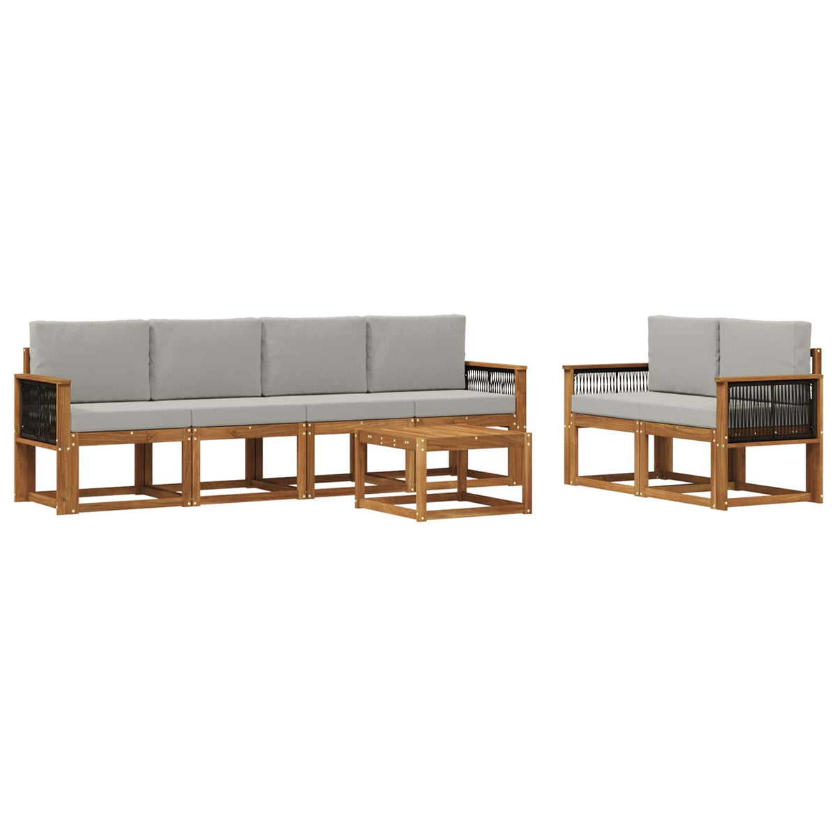 Set vanjskih sofa 6 kom. Prirodna i svjetlosiva
