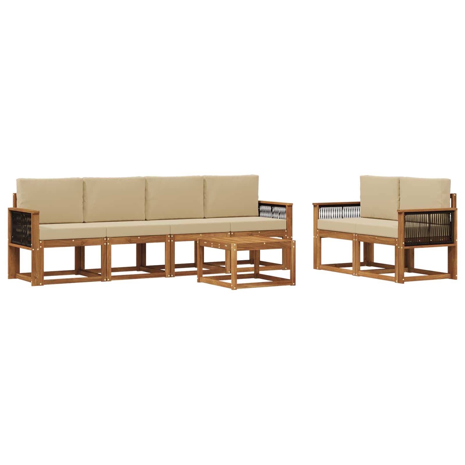 Set vanjskih sofa s jastukom 6 pcs Prirodna