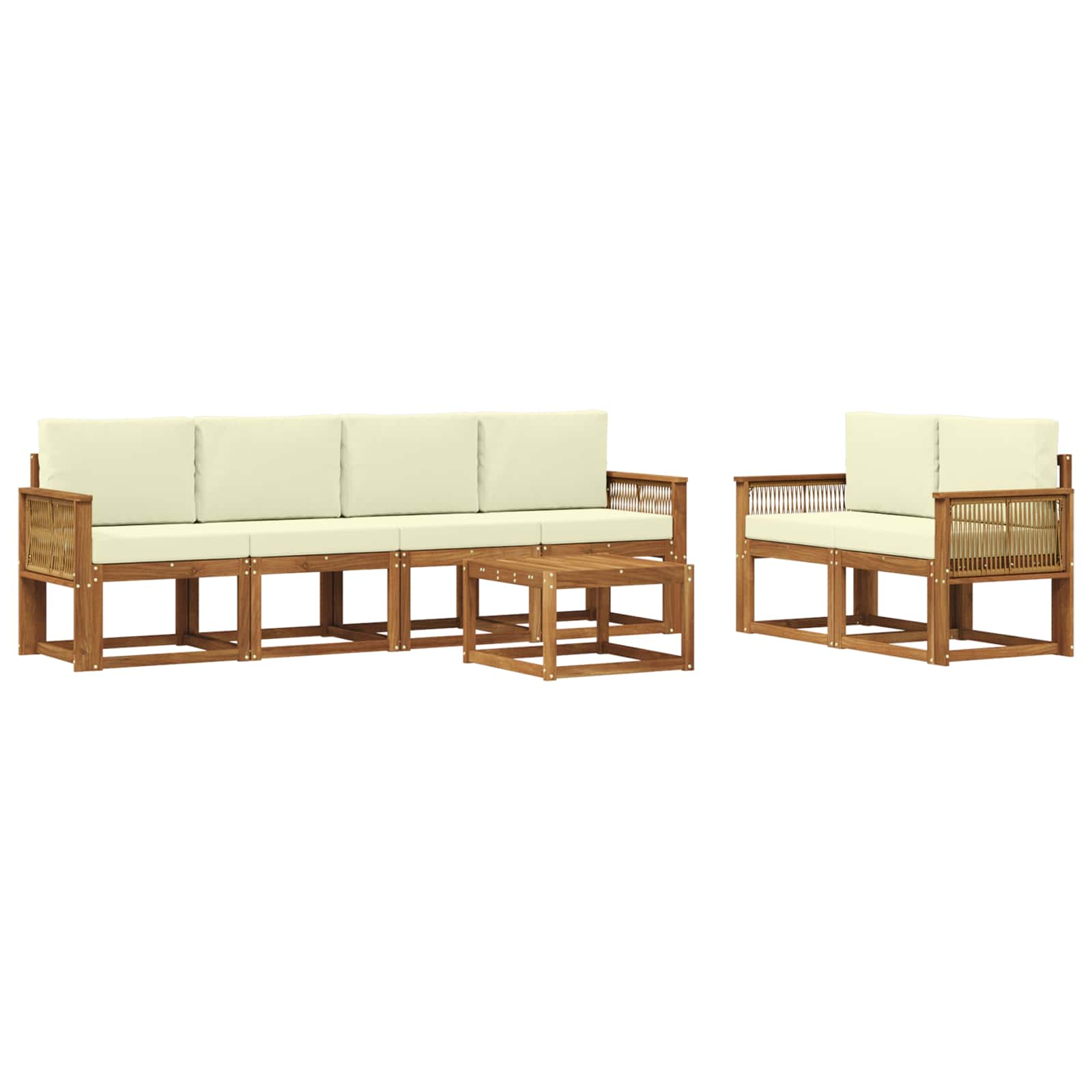 Set vanjskih sofa s jastukom 7 pcs Prirodna i krem Poliester