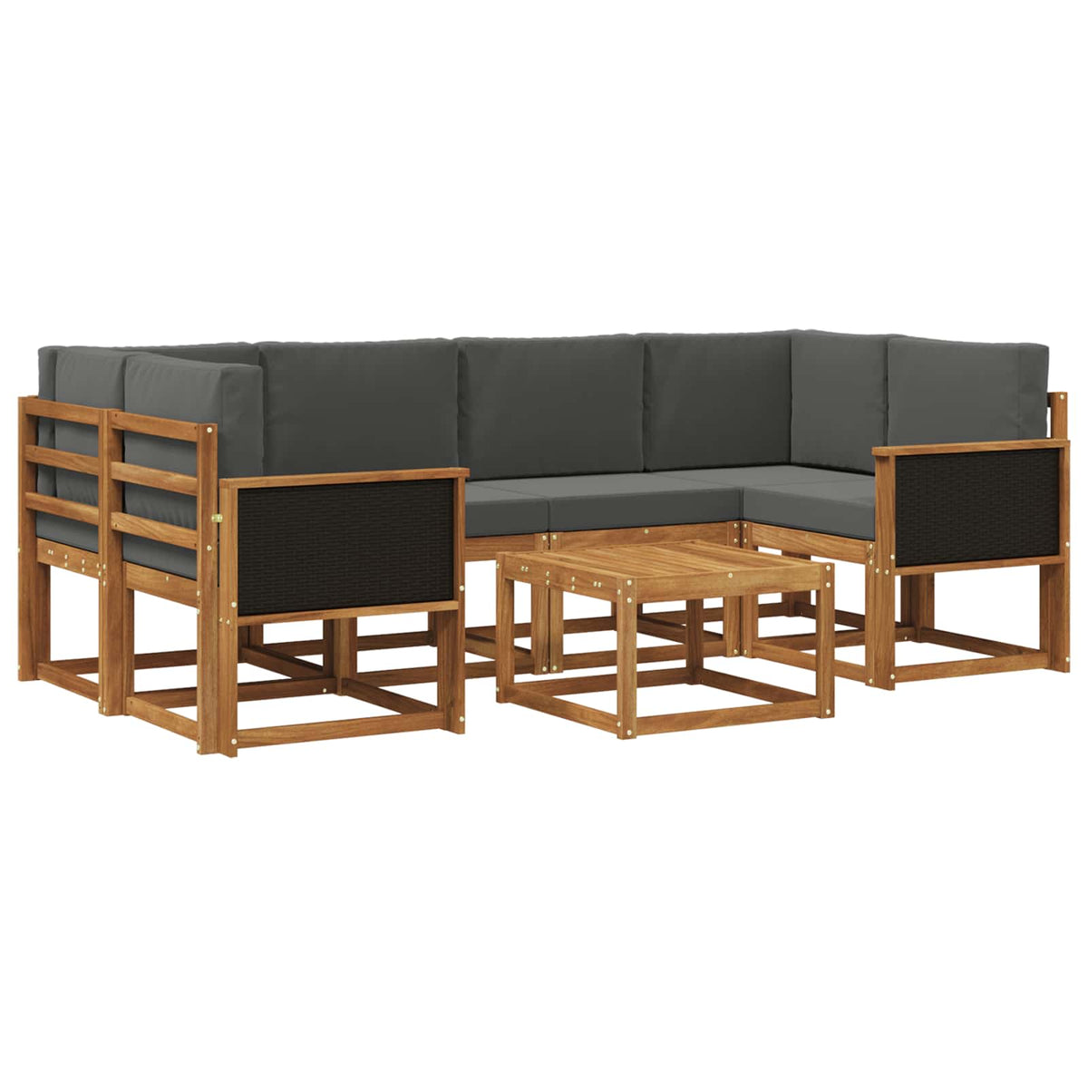 Set vanjskih sofa 5 kom. Prirodna i antracit