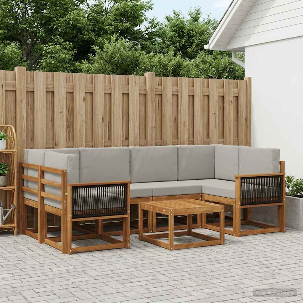 Set vanjskih sofa 5 pcs Prirodna i svjetlosiva