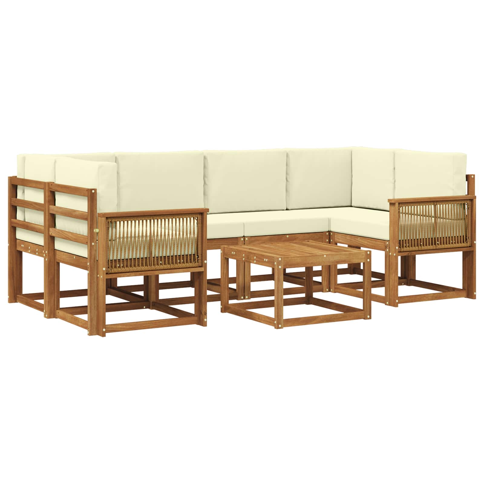 Set vanjskih sofa s jastukom 7 pcs Prirodna i krem Poliester