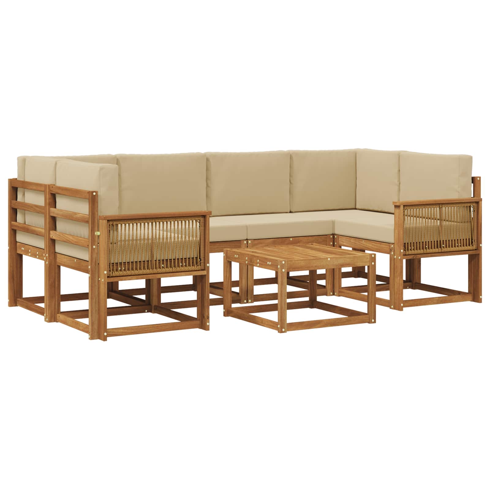 Set vanjskih sofa s jastukom 7 pcs Prirodna i bež Poliester