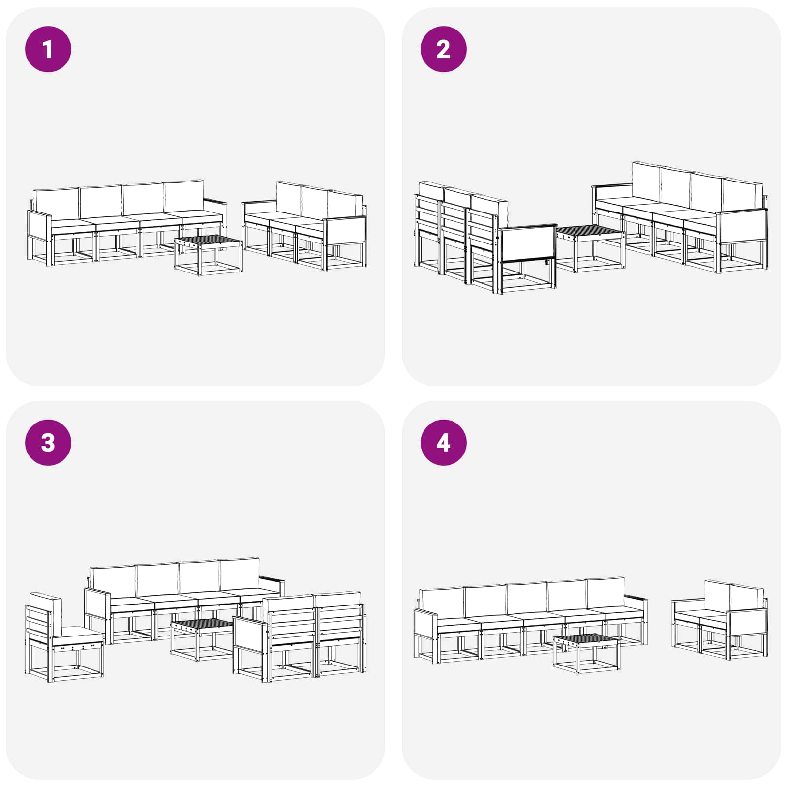 Set vanjskih sofa s jastukom 7 pcs