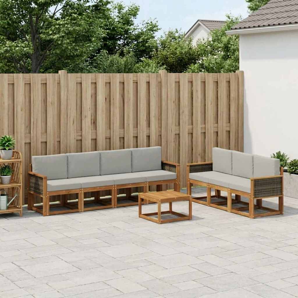 Set vanjskih sofa 7 kom. Prirodna i svjetlosiva