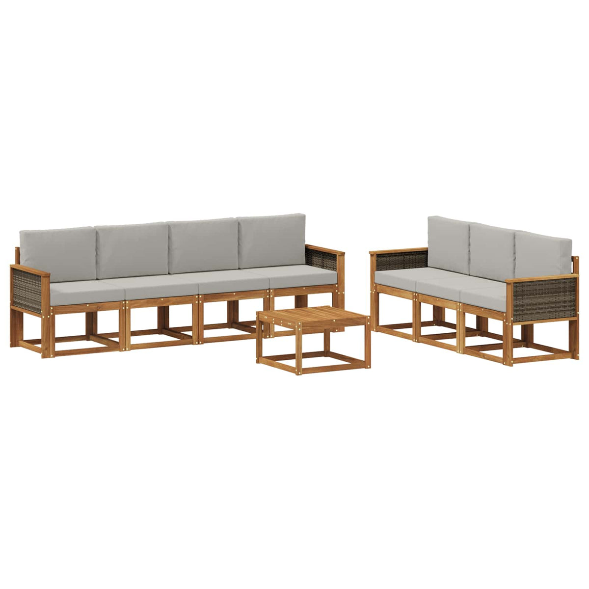 Set vanjskih sofa 7 kom. Prirodna i svjetlosiva