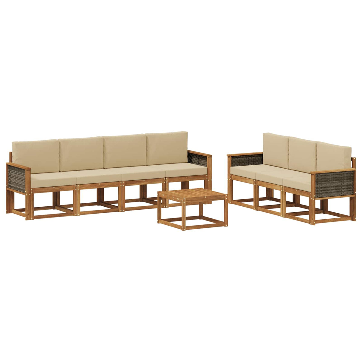Set vanjskih sofa s jastukom 7 pcs Prirodna