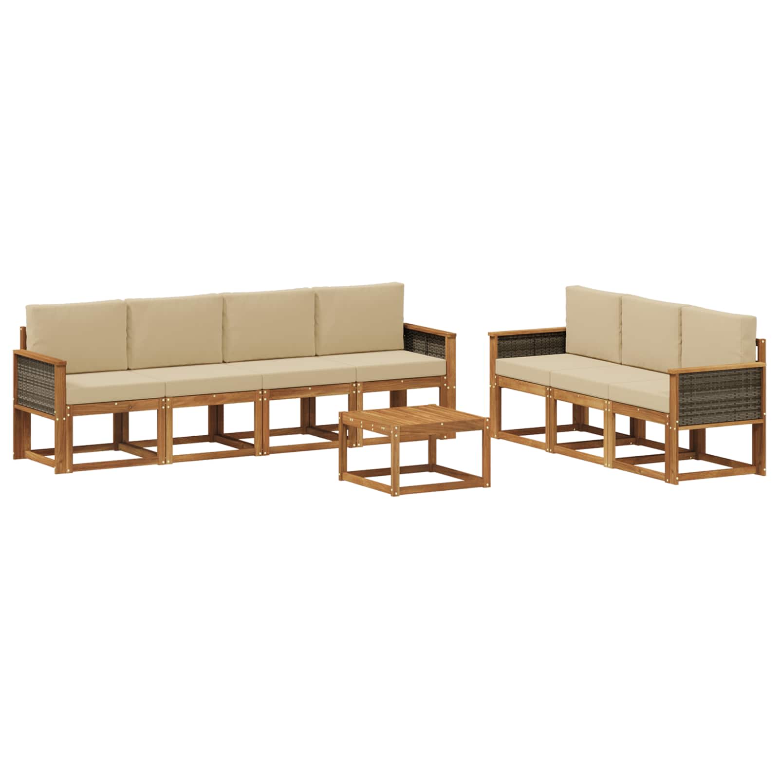 Set vanjskih sofa s jastukom 7 pcs Prirodna