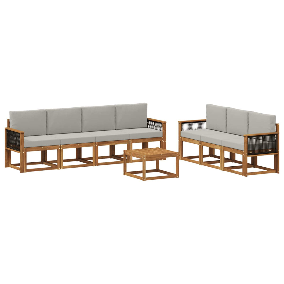 Set vanjskih sofa 7 kom. Prirodna i svjetlosiva