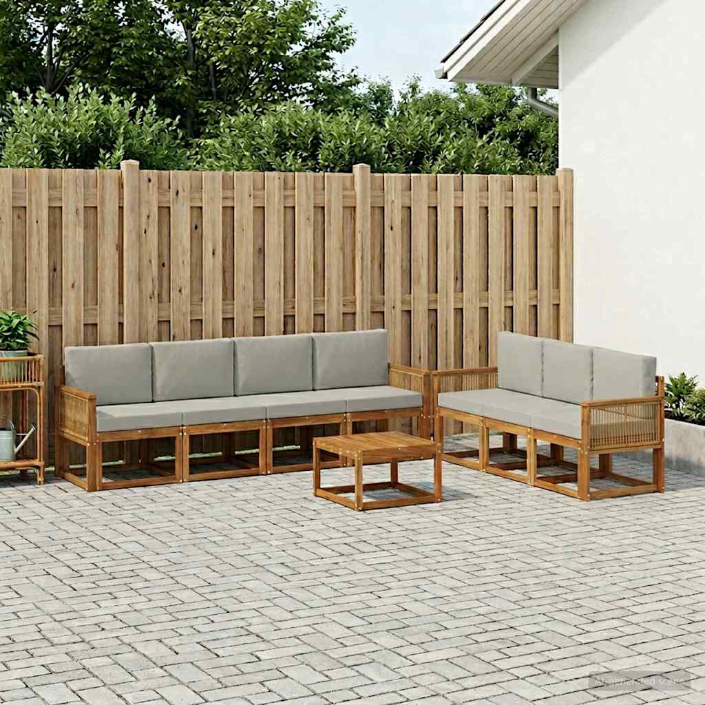 Set vanjskih sofa 8 pcs Prirodna i svjetlosiva Poliester