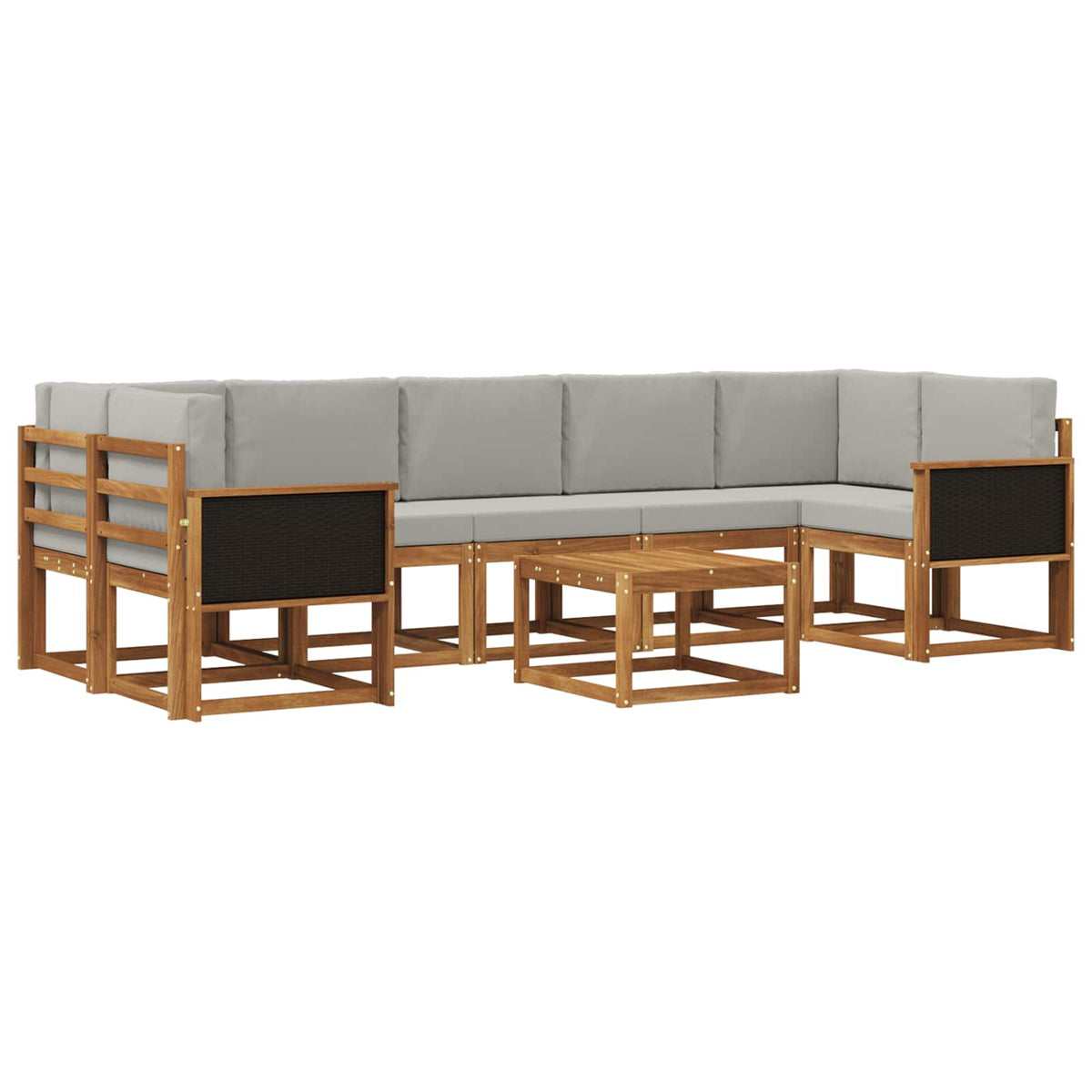Set vanjskih sofa 6 kom. Prirodna i svjetlosiva