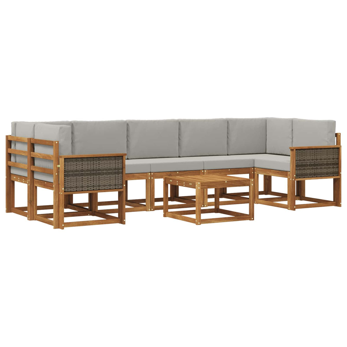 Set vanjskih sofa 6 kom. Prirodna i svjetlosiva