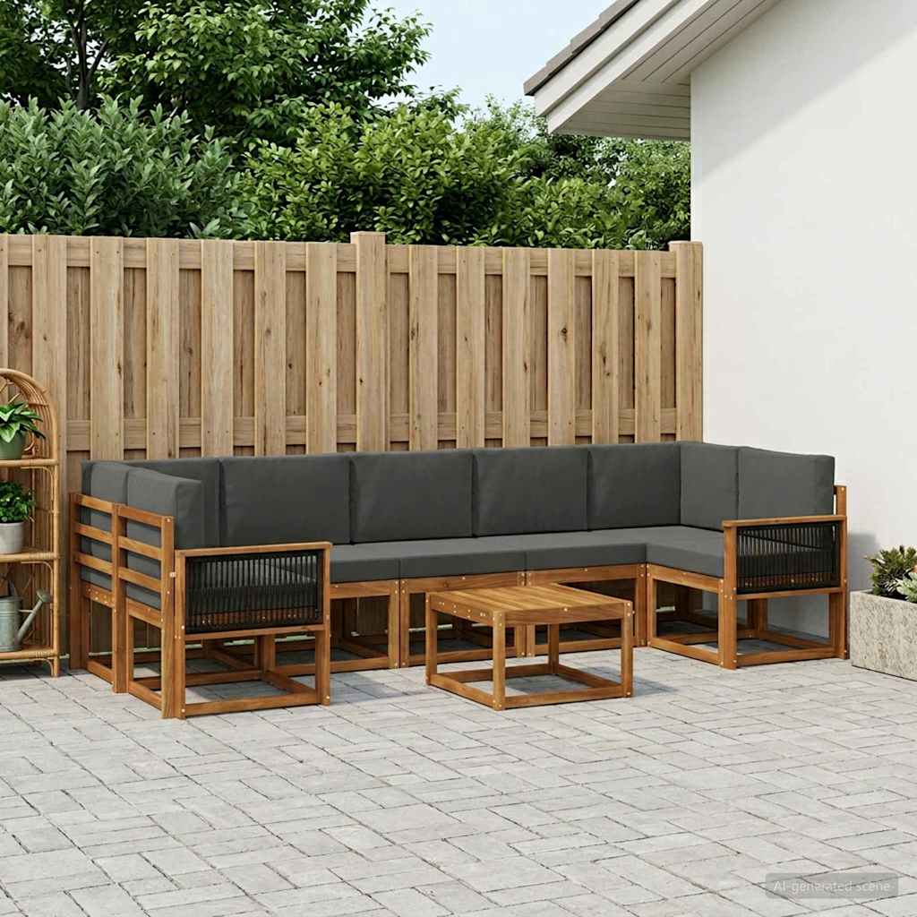 Set vanjskih sofa 6 kom. Prirodna i antracit