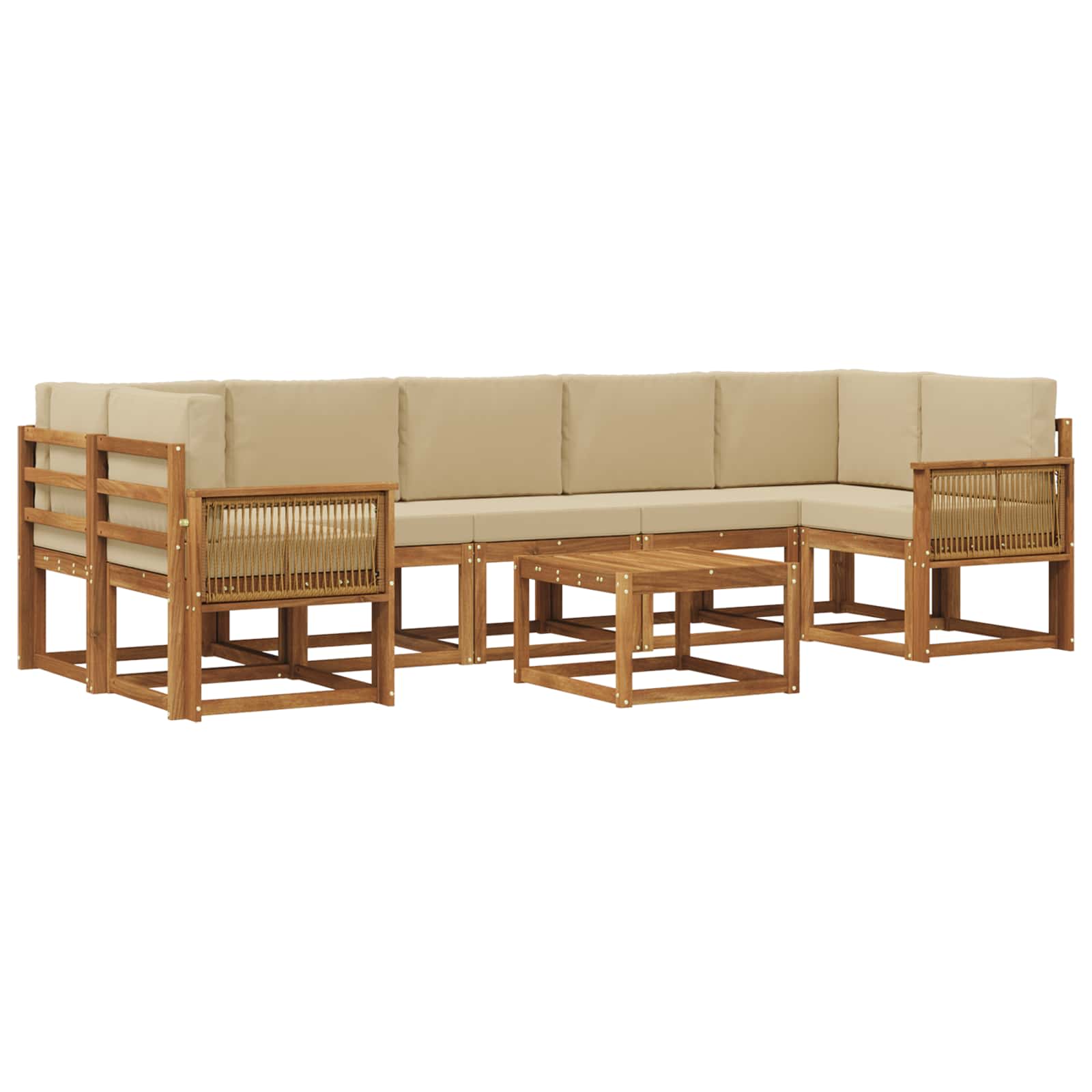 Set vanjskih sofa s jastukom 8 pcs Prirodna i bež Poliester