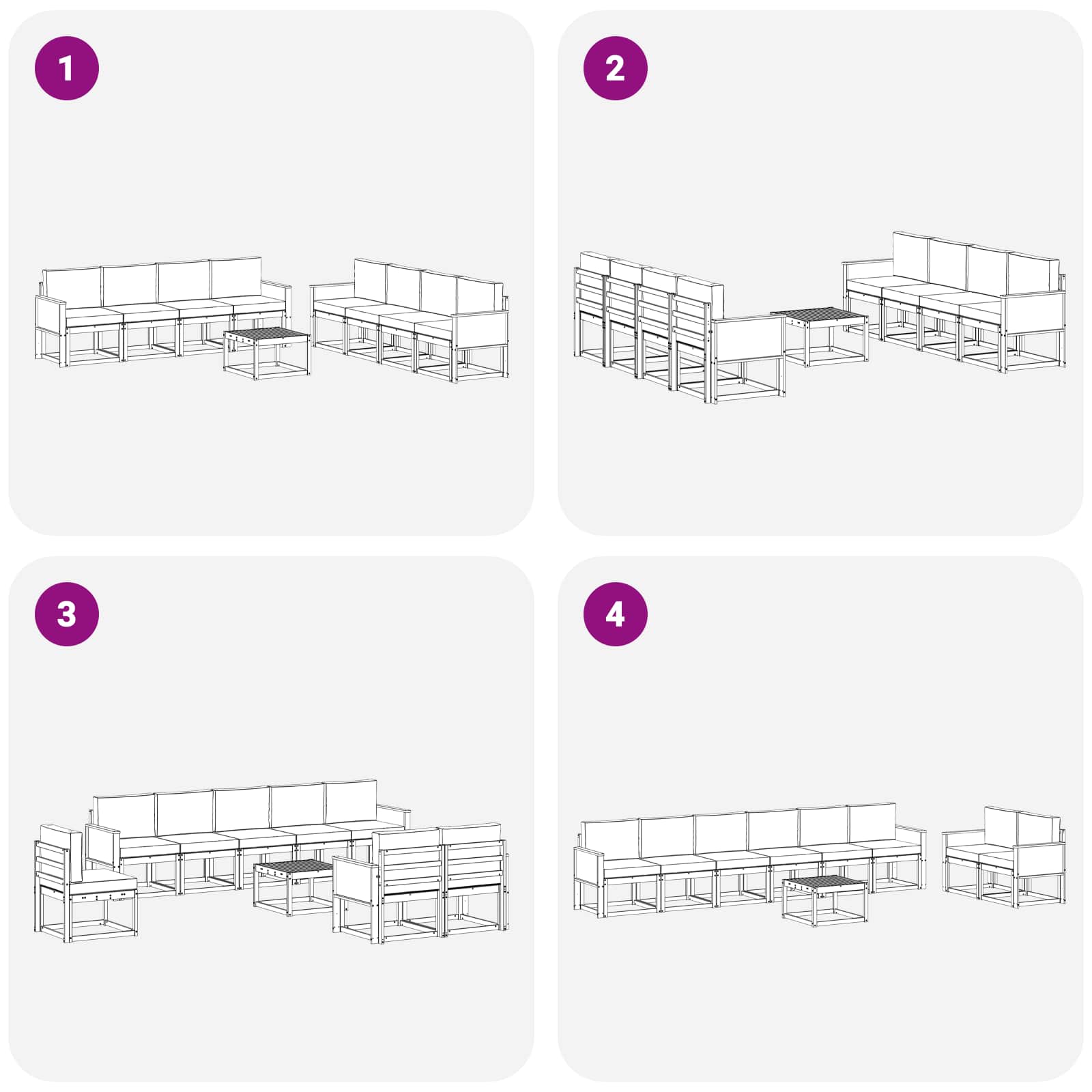 Set vanjskih sofa s jastukom 7 pcs Prirodna