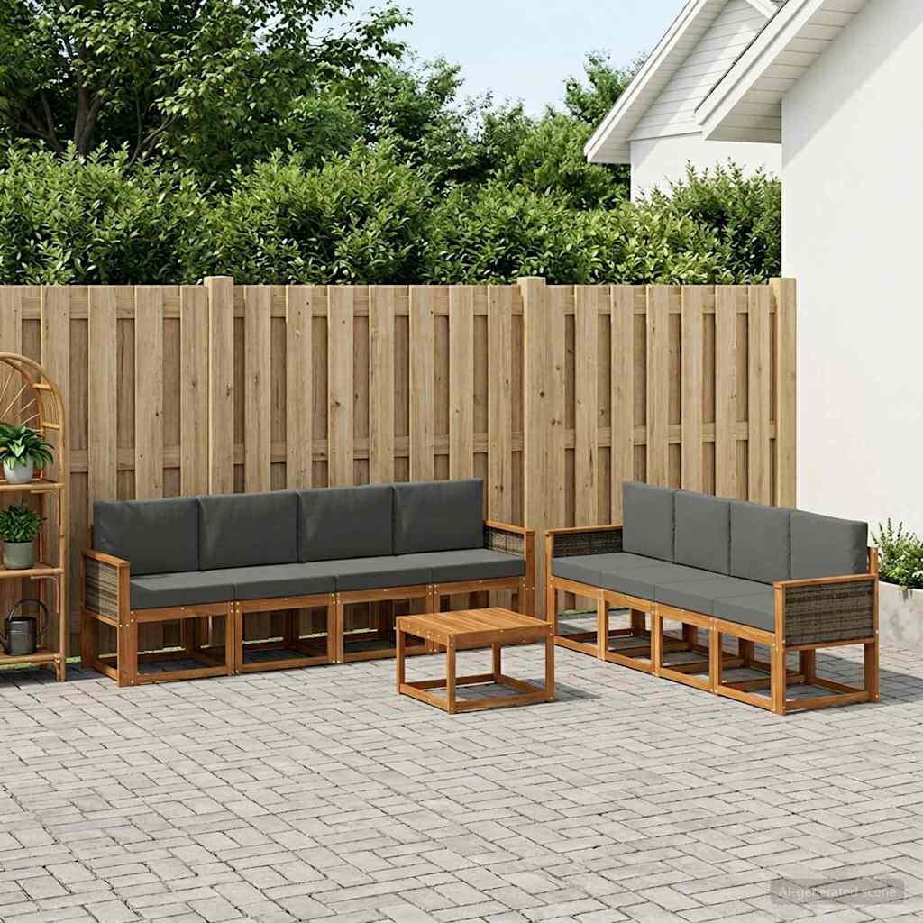 Set vanjskih sofa 9 kom. Prirodna i antracit