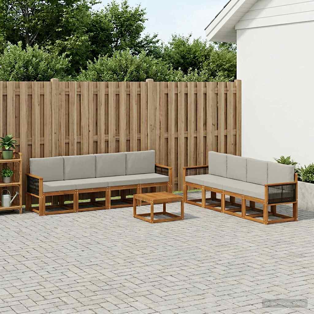 Set vanjskih sofa 9 kom. Prirodna i svjetlosiva
