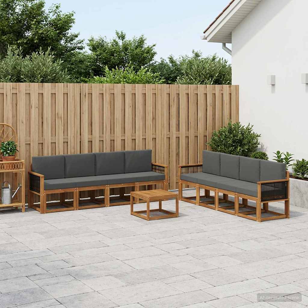 Set vanjskih sofa 9 kom. Prirodna i antracit