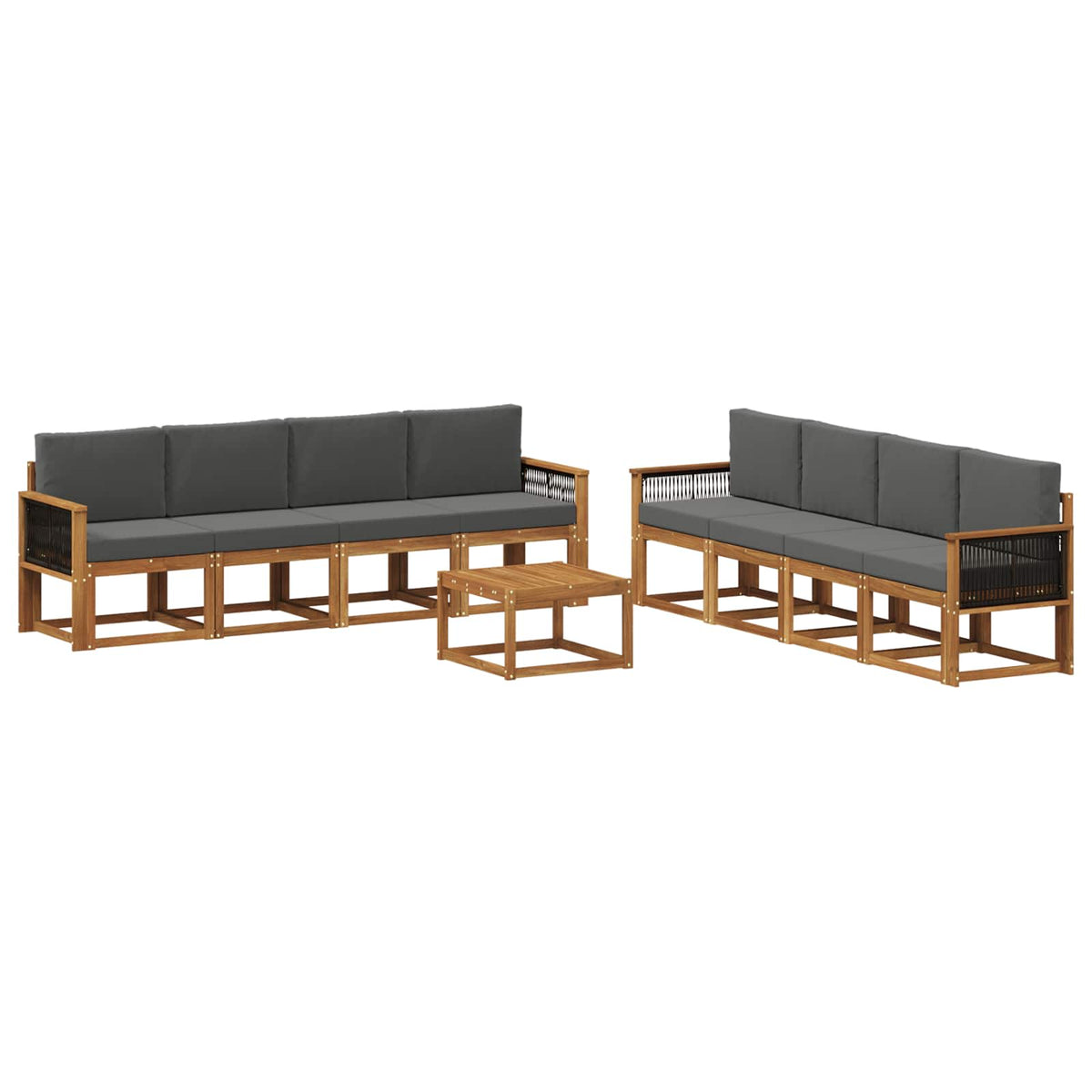 Set vanjskih sofa 9 kom. Prirodna i antracit