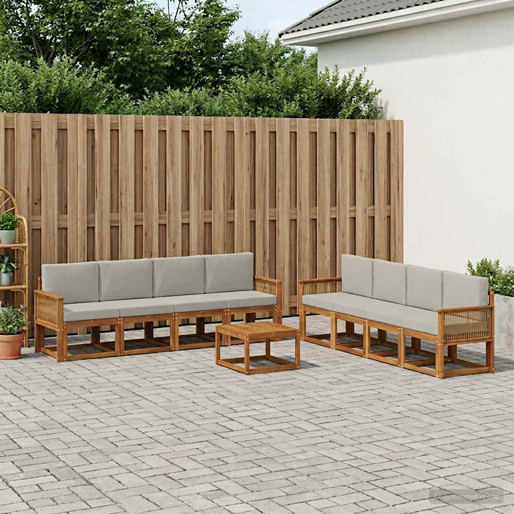 Set vanjskih sofa 9 pcs Prirodna i svjetlosiva Poliester