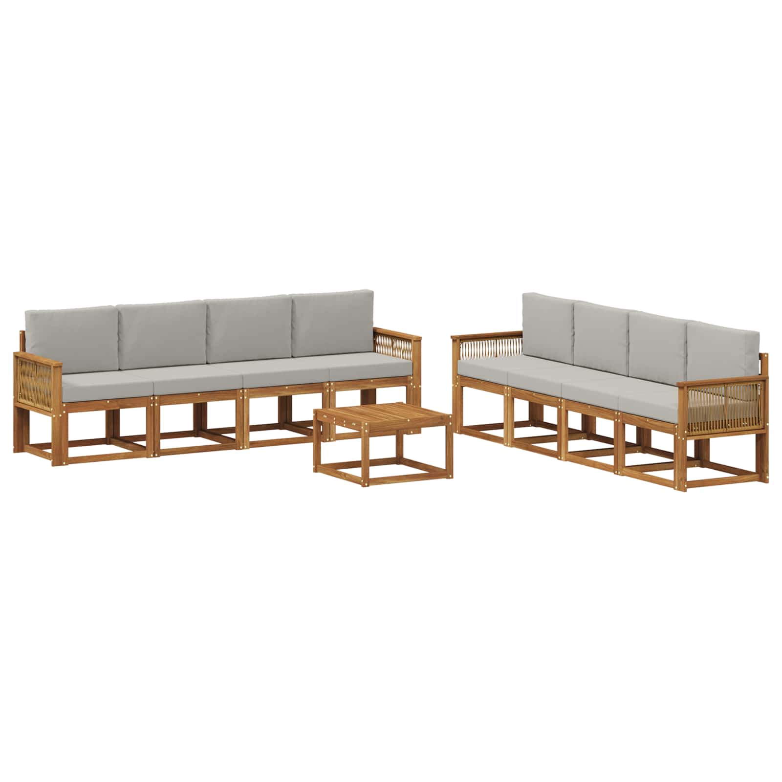 Set vanjskih sofa 9 pcs Prirodna i svjetlosiva Poliester