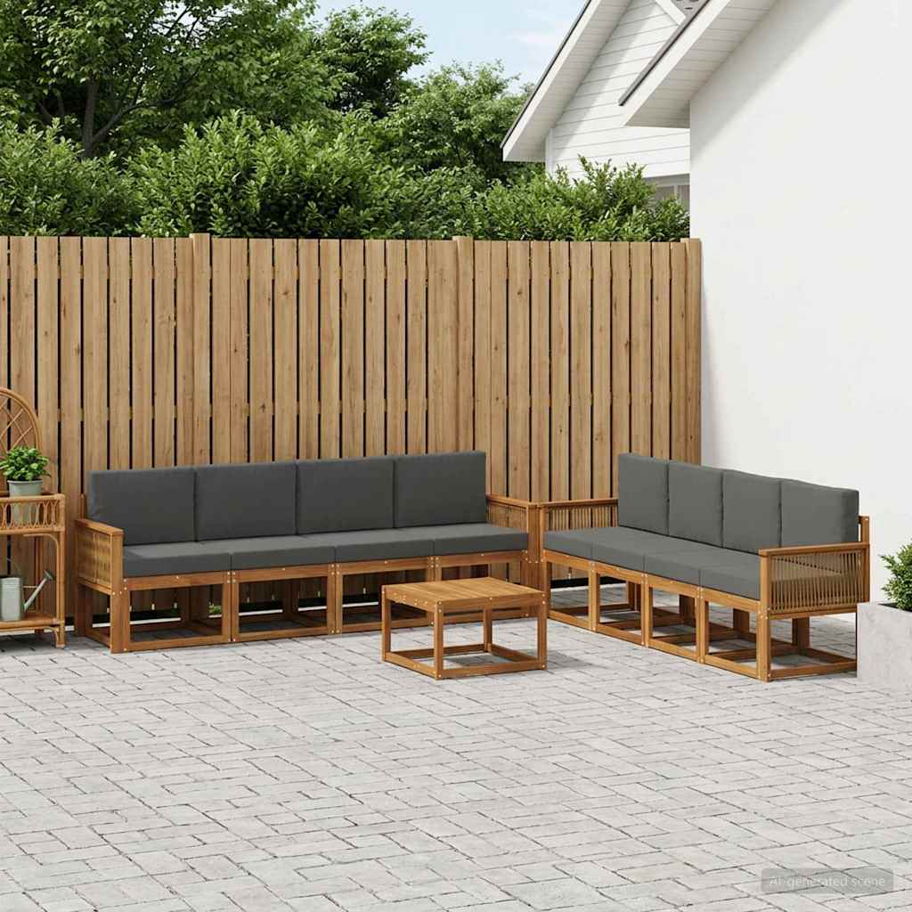 Set vanjskih sofa 9 pcs Prirodna i antracit Poliester