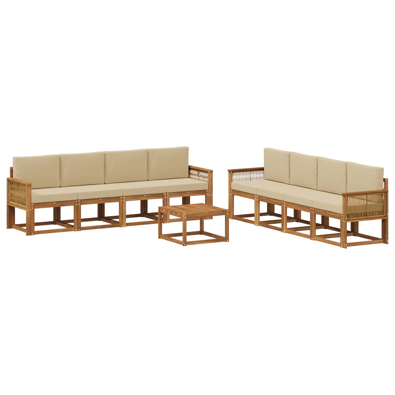 Set vanjskih sofa s jastukom 9 pcs Prirodna i bež Poliester