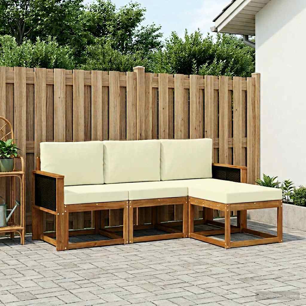 Set vanjskih sofa 4 kom. Prirodna i krem
