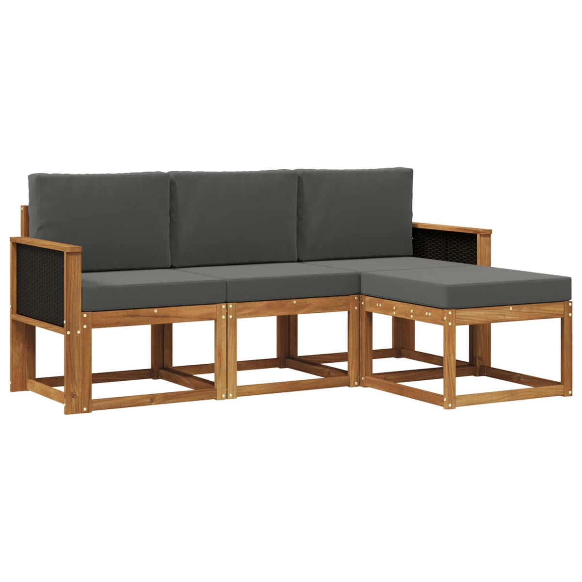 Set vanjskih sofa 4 kom. Prirodna i antracit