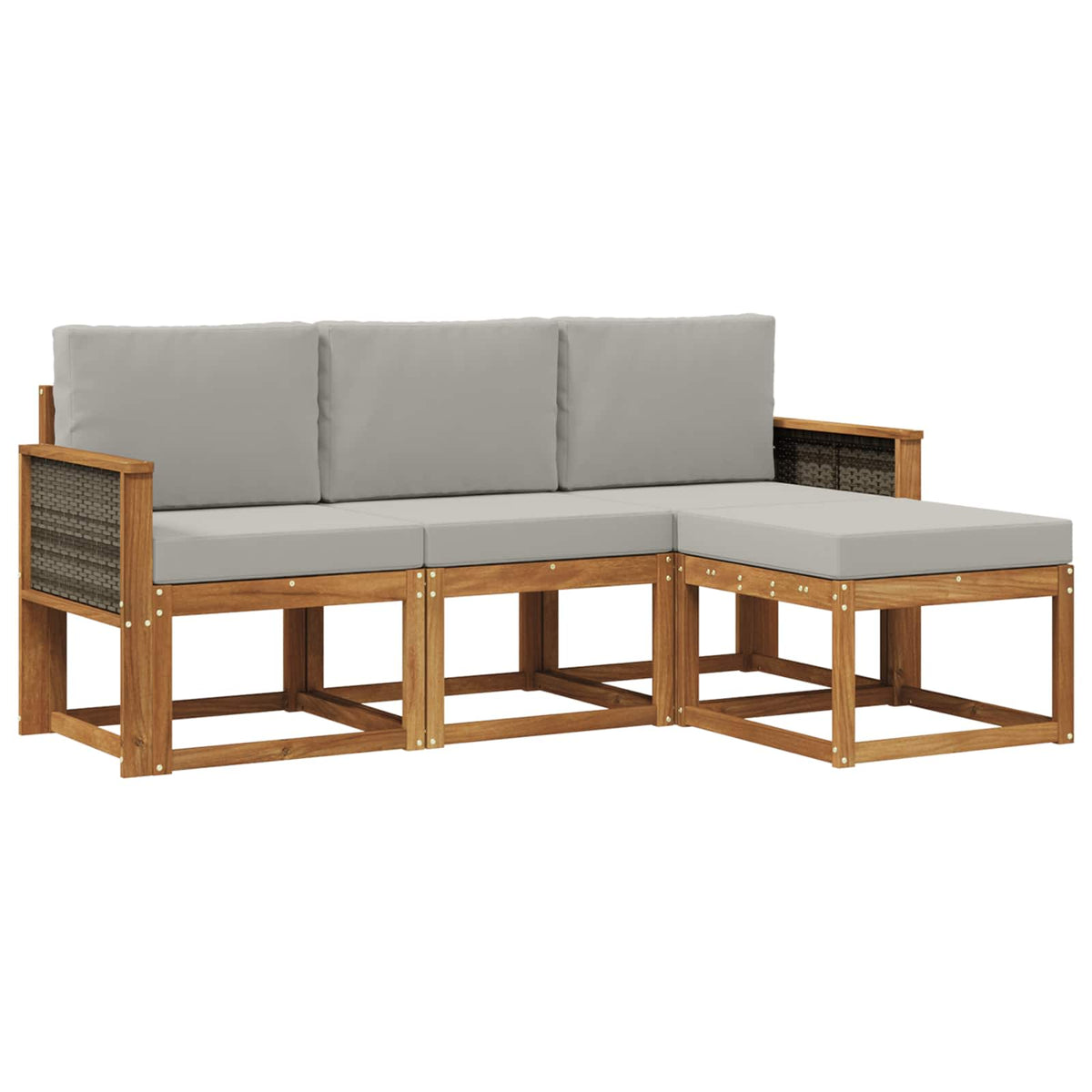 Set vanjskih sofa 4 kom. Prirodna i svjetlosiva