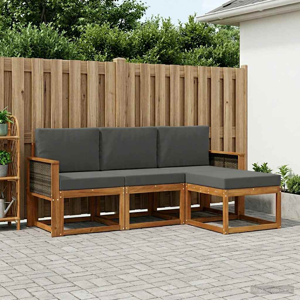 Set vanjskih sofa 4 kom. Prirodna i antracit