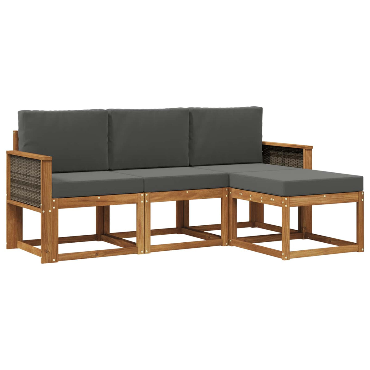 Set vanjskih sofa 4 kom. Prirodna i antracit