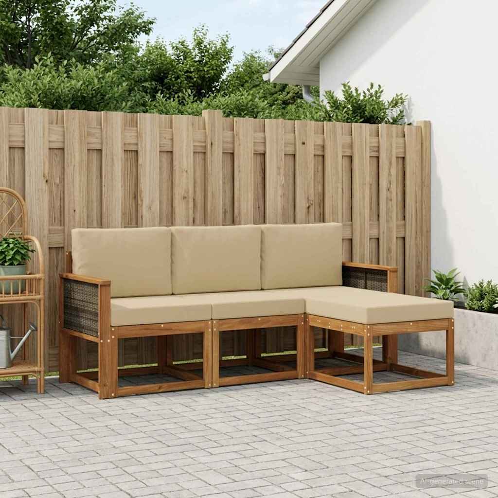 Set vanjskih sofa s jastukom 4 pcs Prirodna