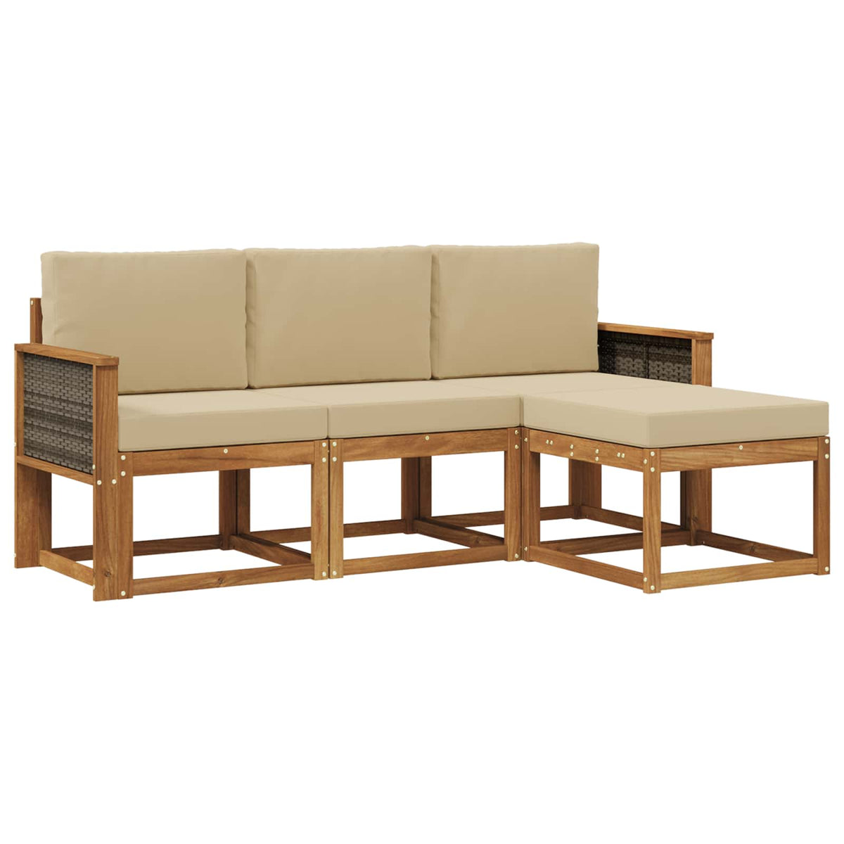 Set vanjskih sofa s jastukom 4 pcs Prirodna